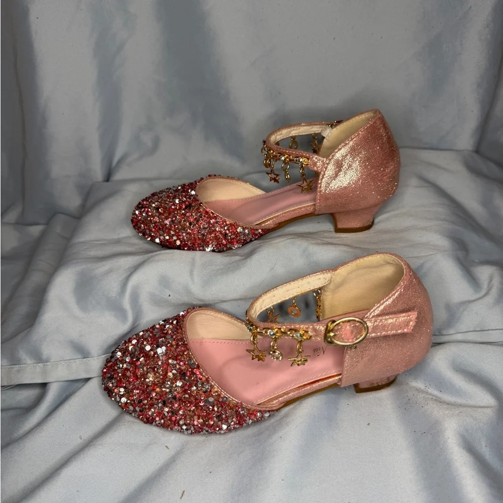 Pink Glitter Girls Party Shoes – Size 2 (Youth)